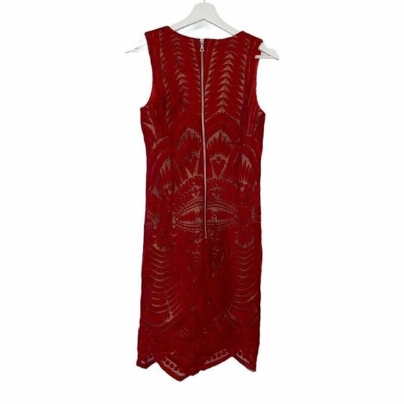 Bardot Sheath Dress Lipstick Red Floral 6 Small - Picture 4 of 12